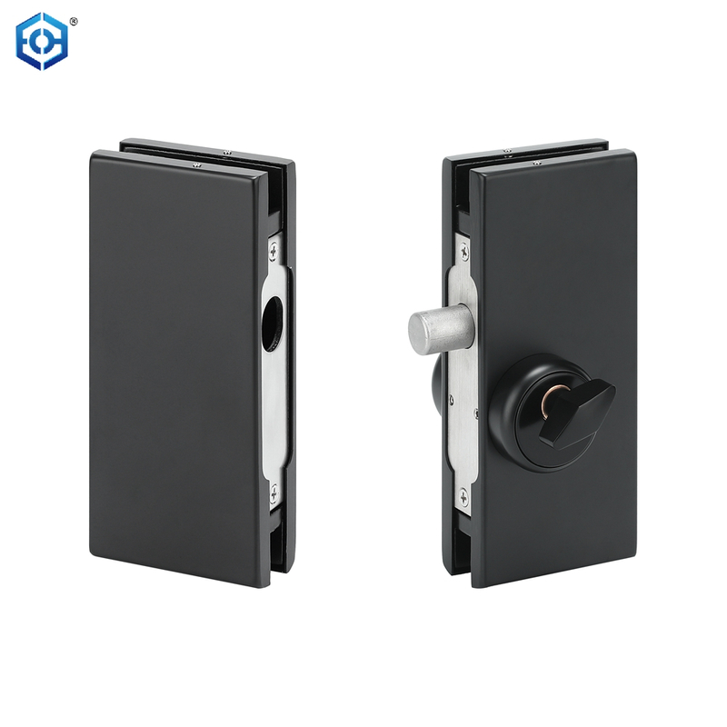 Black Stainless Steel Glass Door Patch Lock With American Style Cylinder