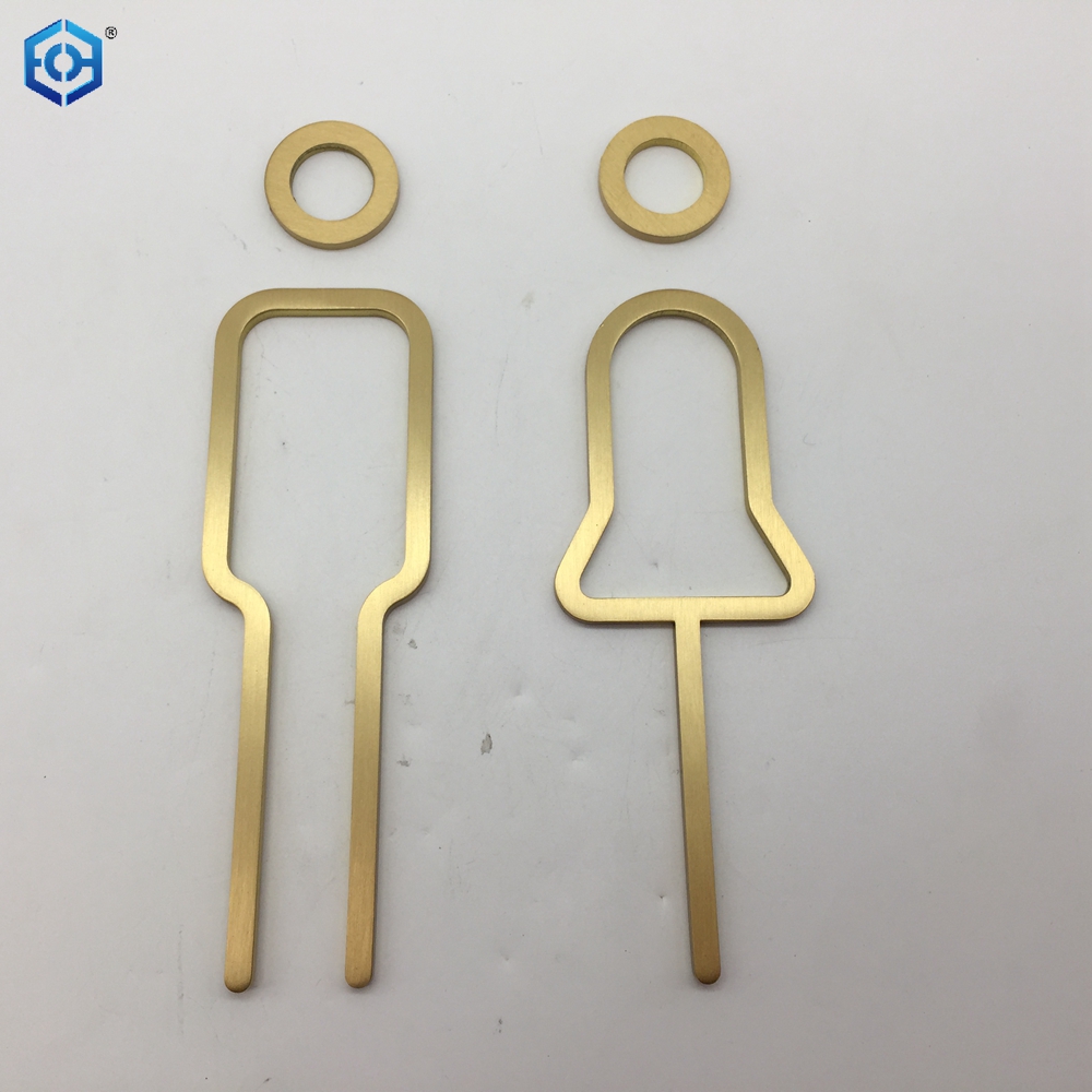 Brass Toilet Line Sign Plate Modern Matt Metal Washroom Sign Restroom Toilet