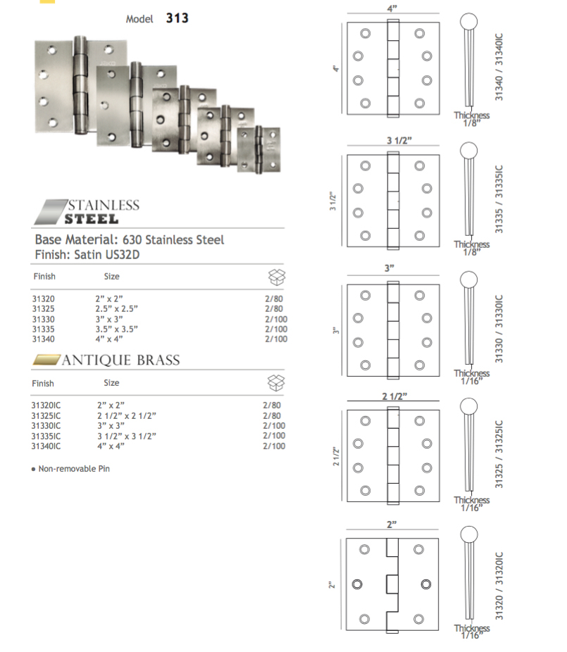 Ec Hardware Stainless Steel Heavy Duty Door Hinge