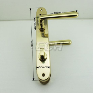 Gold Brass Front Door Handle with Panel (CS006)