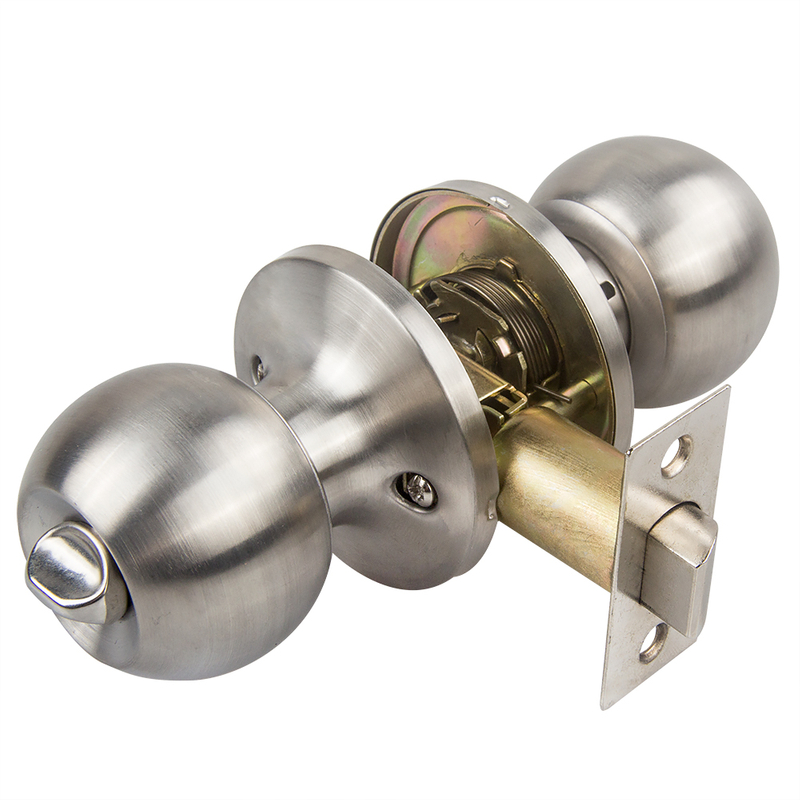 Stainless Steel BK Push Button Lock Bathroom Door Knob with Lock