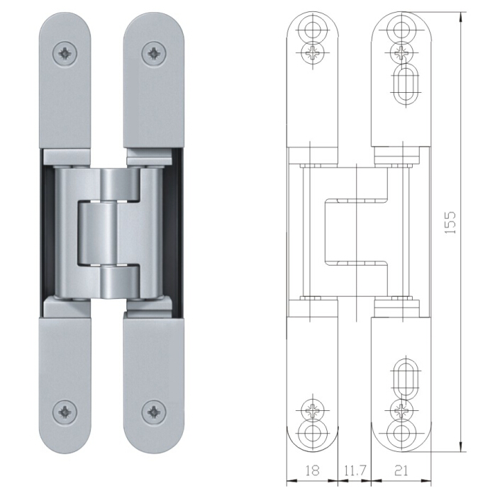 3d Adjustable Invisible Hinge Heavy Duty Zinc Alloy 180 Degree Concealed Door Hinges