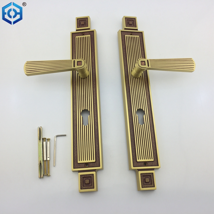 Classical Polished Solid Brass Entrance Lock And Handle Set