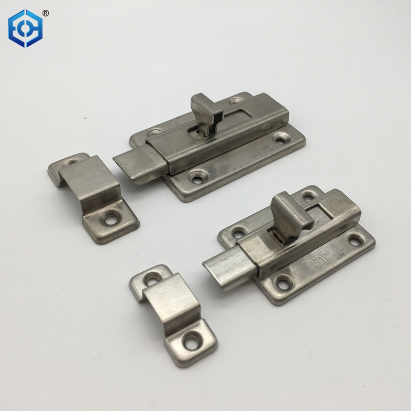 Surface Mounted Door Latches Stainless Steel 2/3/4 Inch Long Double-ended Bolt Silver Sliding Lock
