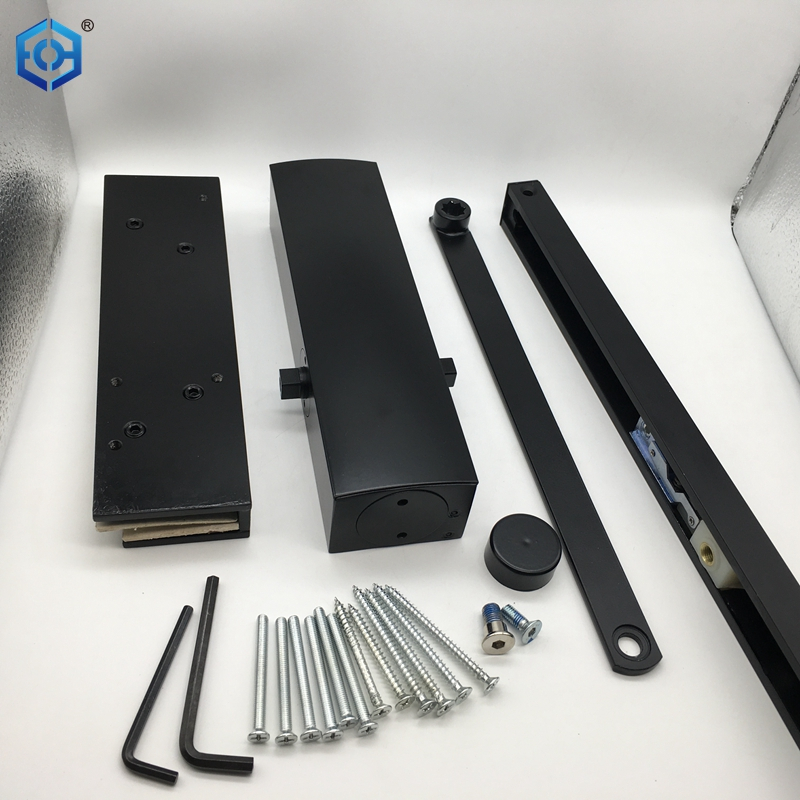 Black Aluminum Alloy Glass Door Closer with Bracket 