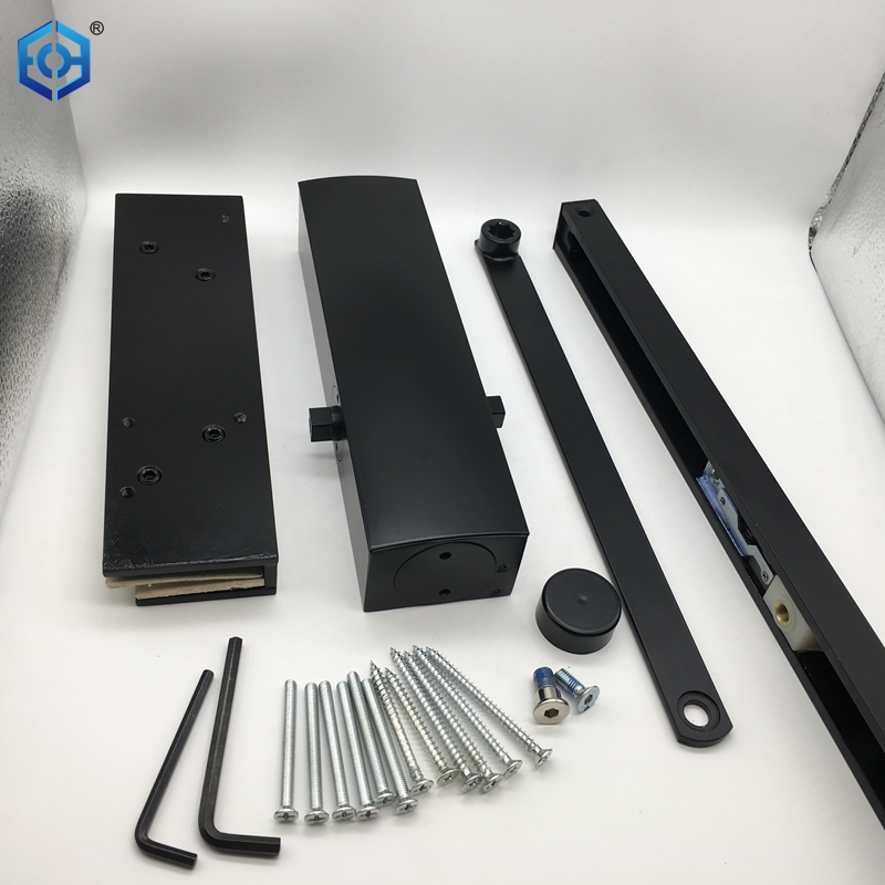 Black Aluminum Alloy Glass Door Closer with Bracket 