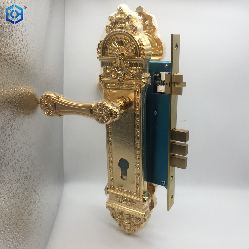 Luxury Brass Entrance Door Lock Golden Handle Lockset with Multicolor Options for Enhanced Security