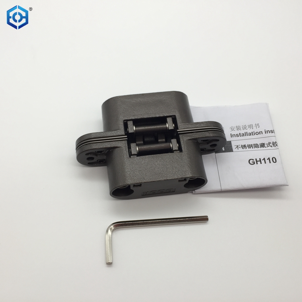 Modern 3D Adjustable Soft Closing Stainless Steel Gray Concealed Door Hinge for Wood Doors 100kg Capacity 180 Opening Angle 2mm
