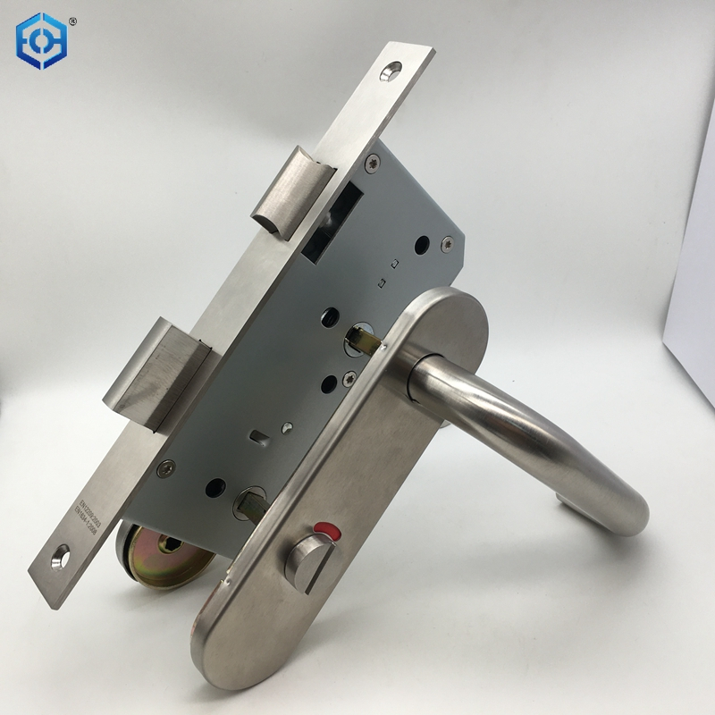Straight Lever Thumb Lock Bathroom Door Handle Lock with Indicator