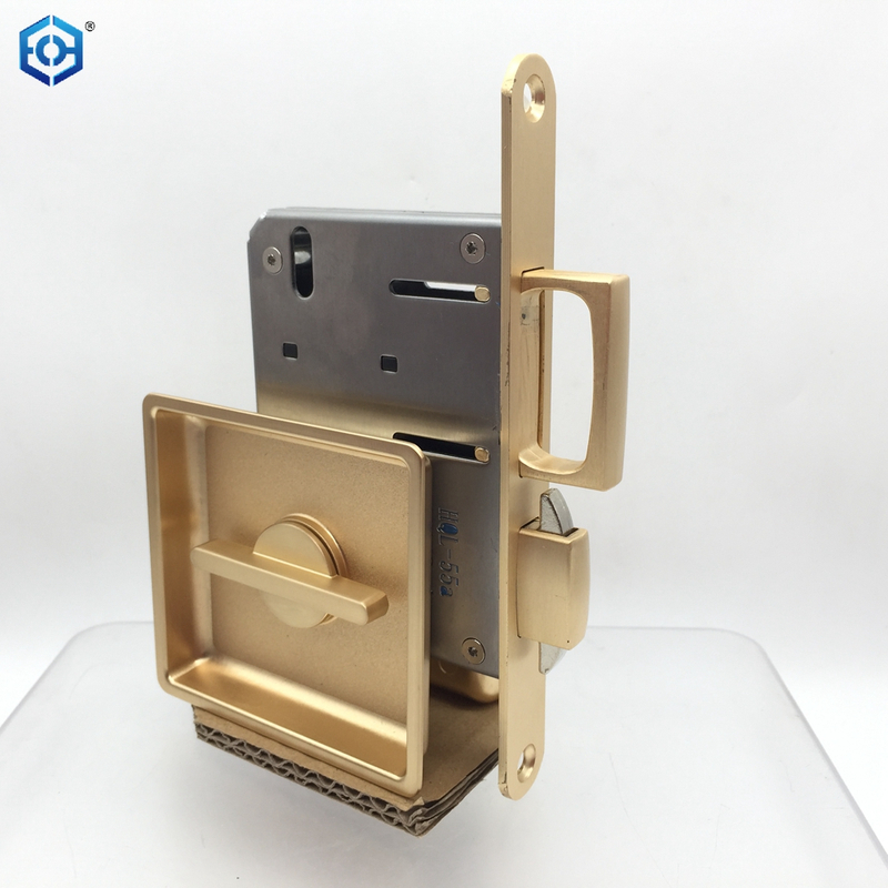 Golden And Chrome Zinc Alloy Large Panel Sliding Door Lock with Double Hook