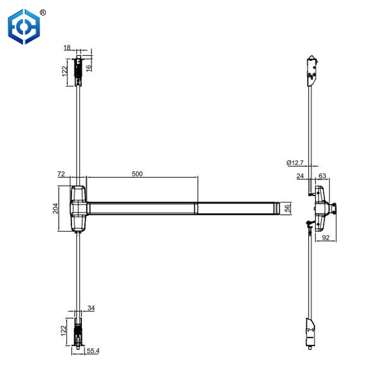 Grade 1 Commercial Concealed Vertical Rod CVR Panic Exit Door Hardware 