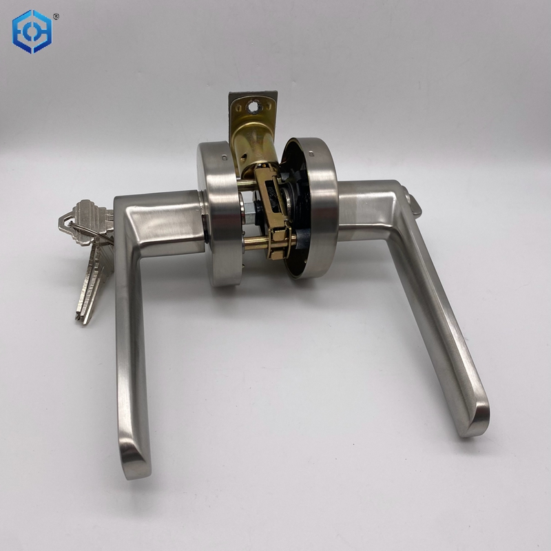 Heavy Duty Brushed Chrome Grade 1 Commercial Cylindrical Entry Door Handle with Lock and Clutch Function