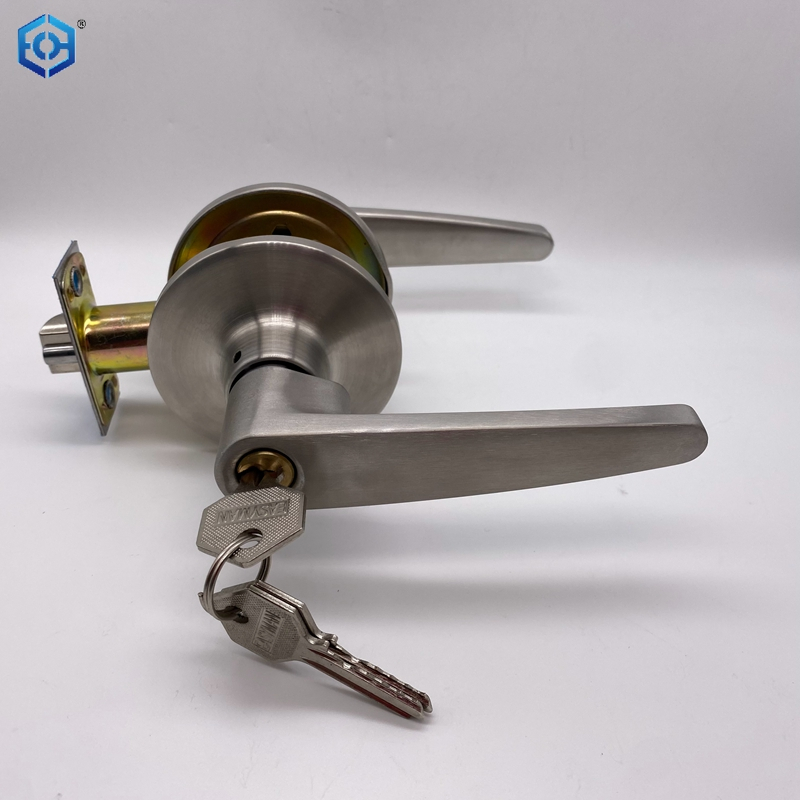 Silver Stainless Steel Door Lever Lock with 3 Keys for Home Bedroom Kitchen Office Door 
