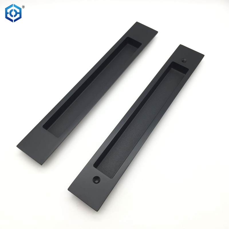 Black Zinc Alloy Long Sliding Concealed Door Flush Pull Handle