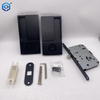 Black Zinc Alloy Sliding Pocket Door Hardware Passage Privacy Entry Lock Set with Handles