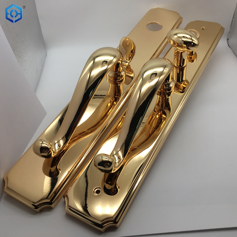 Solid Brass Entry Door Handle Set with Door Lever in Brushed Brass Finish for 5-1/2
