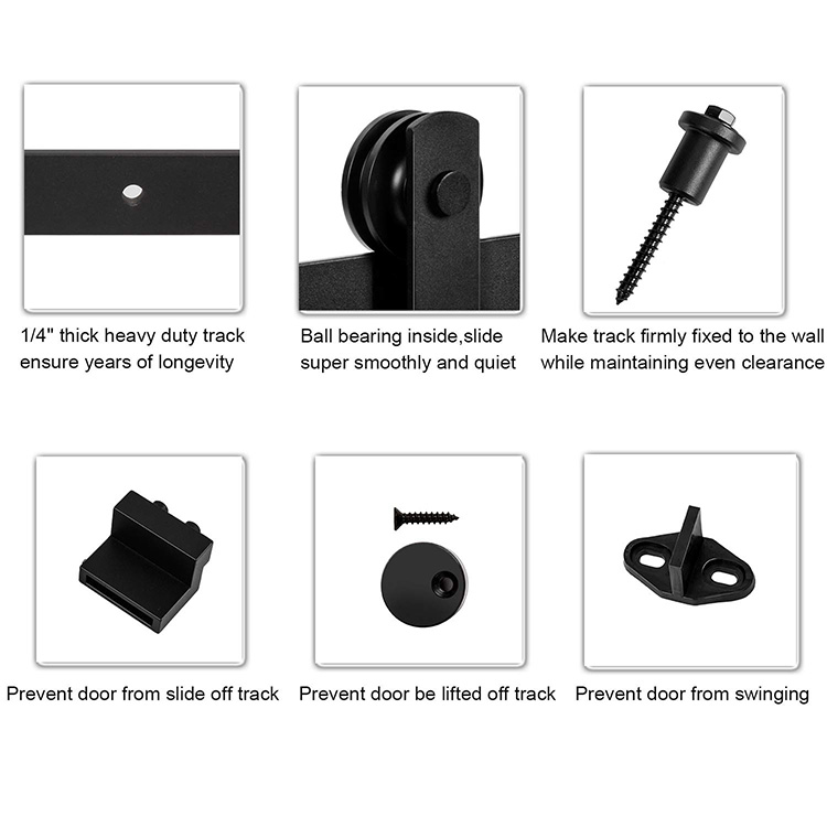 6.6 Ft Country Classic I Shape Interior Wood Sliding Barn Door Hardware