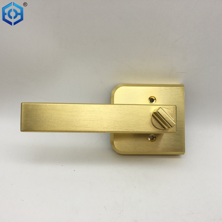 Satin Brass Aluminum Slim Frame Glass Door Handle Lock