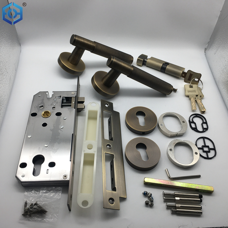 Door Locks for Bedroom And Mortise Lock Handle Set with 3 Brass Key Antique Finish