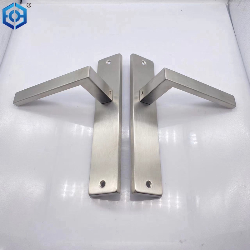 Stainless Steel Bathroom Swing Door Lock Handle Double Sided Long Plate Type Door Handle