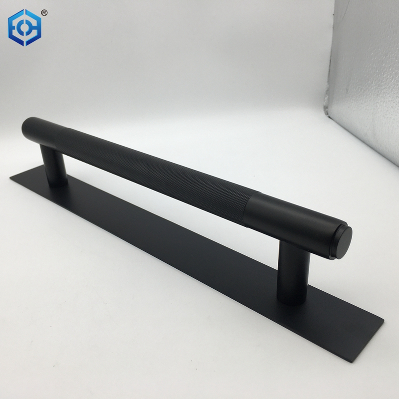 Black Stainless Steel Knurled Pull Handles On Backplate