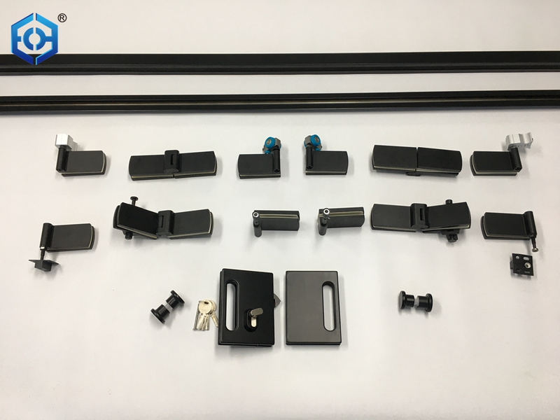 EC Hardware Black Stainless Steel Glass Folding Door System Accessories GS4000 Frameless Bi Fold Glass Door Hardware Fitting