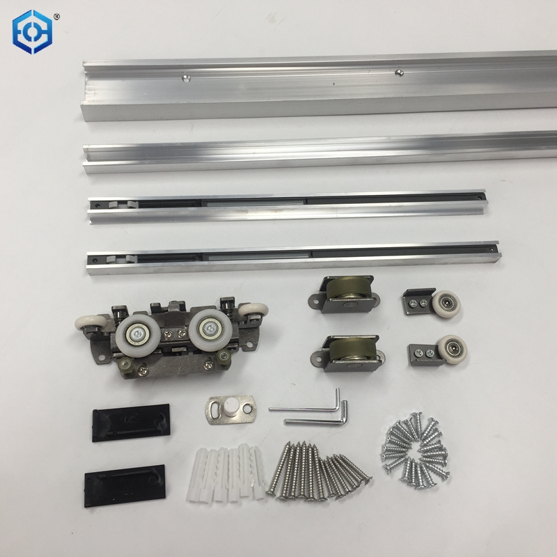 Premium Soft-Close Concealed Ghost Door Hardware Kit with Hidden Sliding Track Kit for 31-43 Inch Doors Soft Close Heavy Duty Sliding Hardware