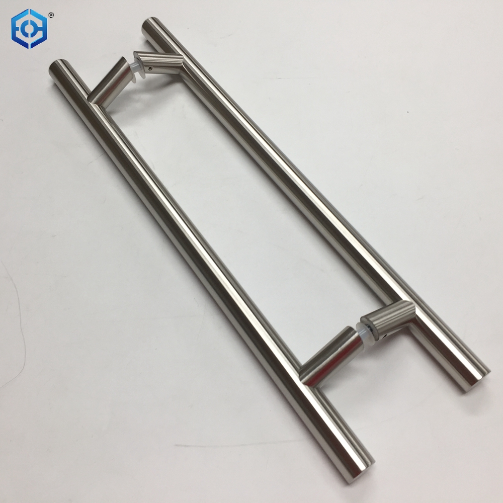Solid Standoffs Heavy-Duty Commercial Grade-304 Stainless Steel Push Pull Door Handle Barn Door Pull Handle Glass Pulls Matte Black Finish