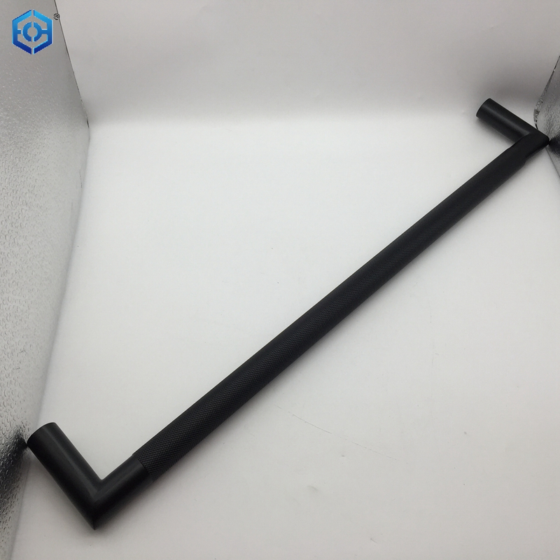 Black Stainless Steel D-Shaped Tubular Back-to-Back Knurled Pull Handles for Glass Door