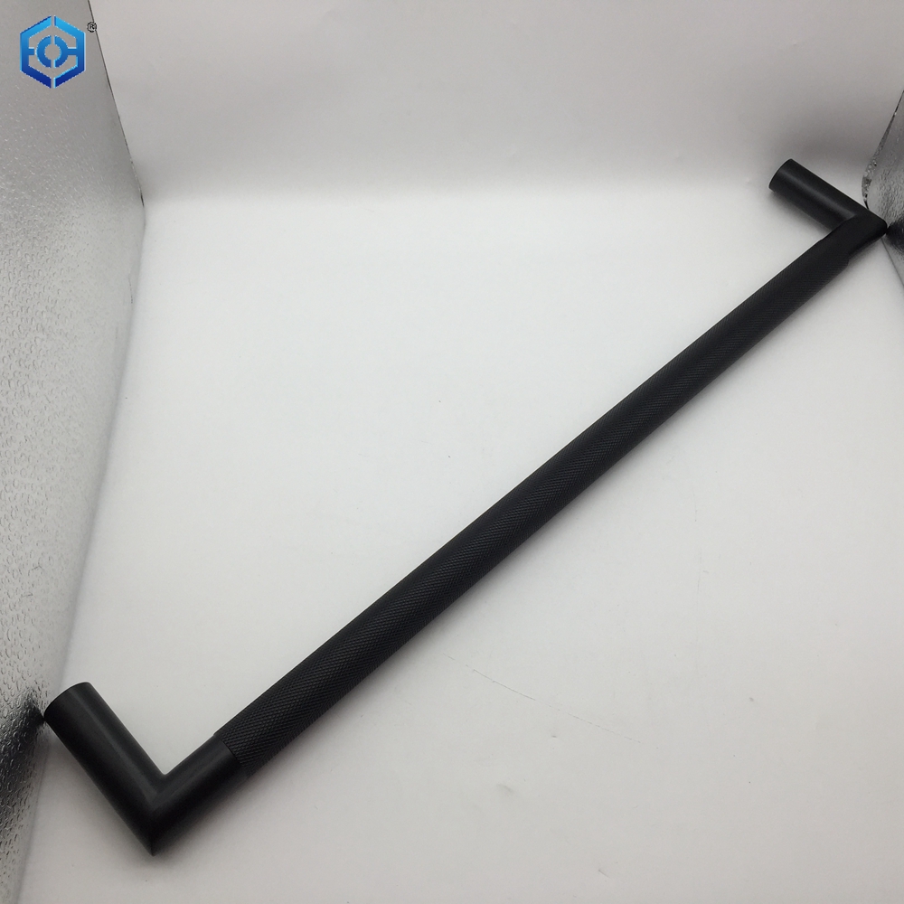 Black Stainless Steel D-Shaped Tubular Back-to-Back Knurled Pull Handles for Glass Door
