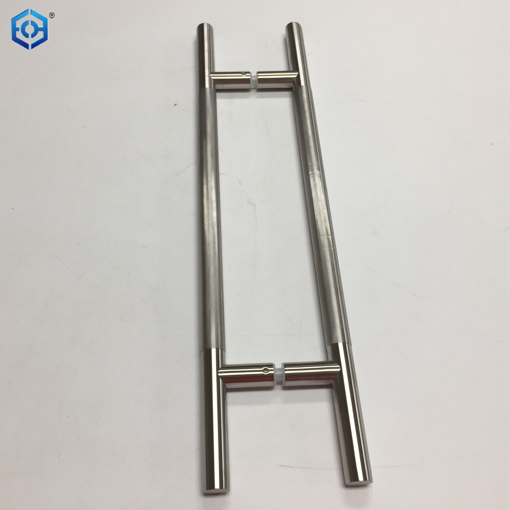 Rose Golden Or Black Stainless Steel Knurled Glass Door Pull Handles