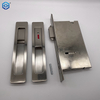Silver Zinc Alloy Sliding Door Lock Entrance Function Satin Nickel Finish