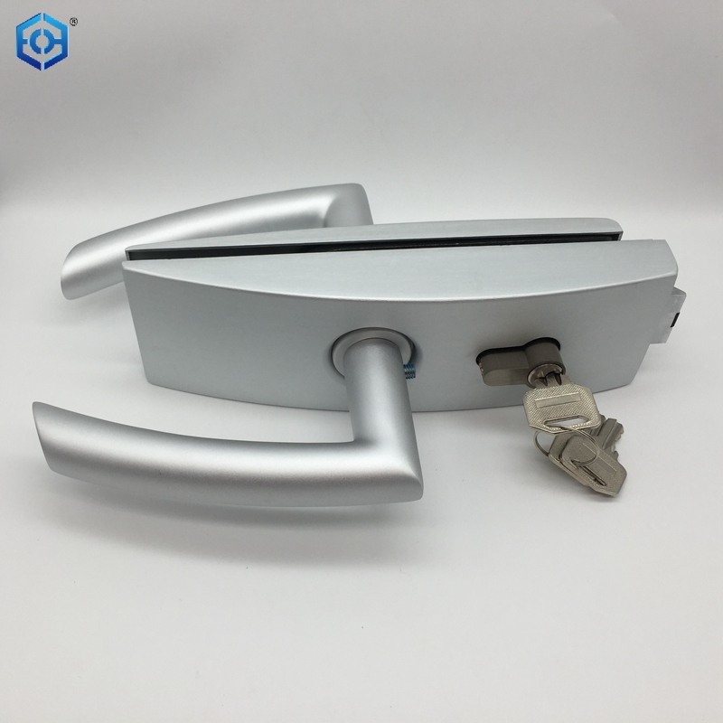 8-12mm Glass Door Lock with Wooden Frame Cylinder & Keys for Steel & Aluminum