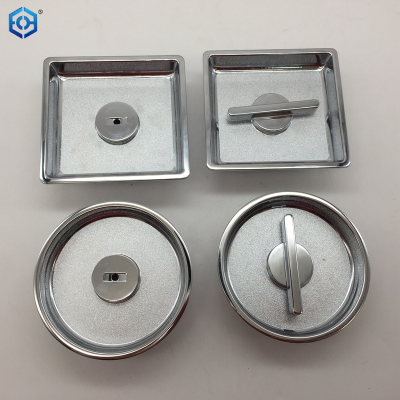 Chrome Zinc Alloy Big Round Panel Pocket Sliding Door Lock
