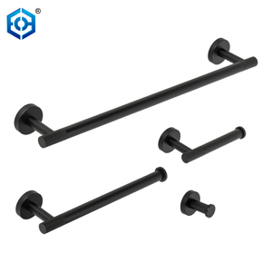 Matte Black 4 Pieces Bath Hardware Set with 24 in Towel Bar Toilet Paper Holder Hand Towel Holder Hook