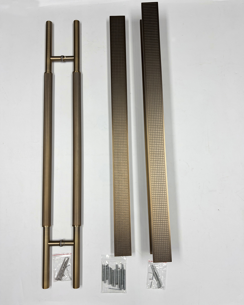 Grey Stainless Steel Knurled T Bar Single Single Glass Door Pull Handle