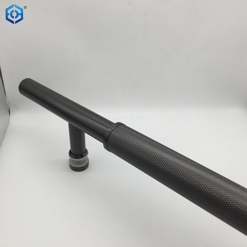 Grey Stainless Steel Knurled T Bar Single Single Glass Door Pull Handle