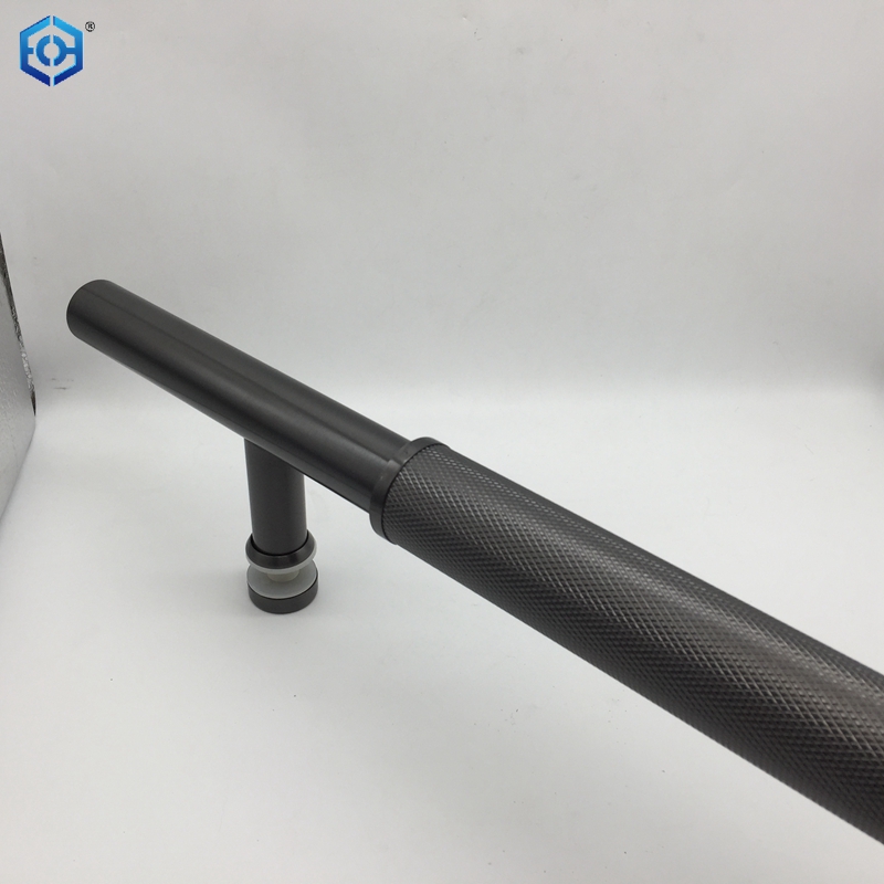 Grey Stainless Steel Knurled T Bar Single Single Glass Door Pull Handle