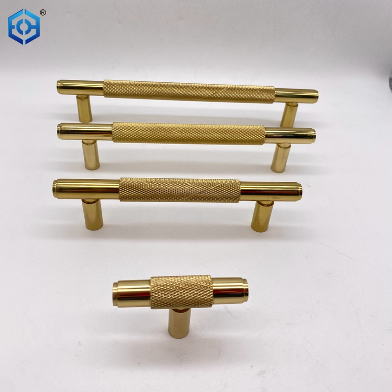 Knurled Brass Cabinet Pulls Kitchen Handles for Cabinets Gold Drawer Pulls T Bar Drawer Handle