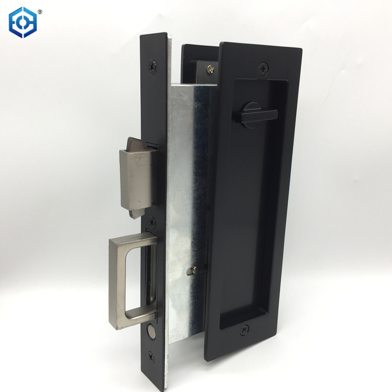 Golden Satin Nickel Black Zinc Alloy Pocket Door Lock Set with Indicator for Bathroom Door