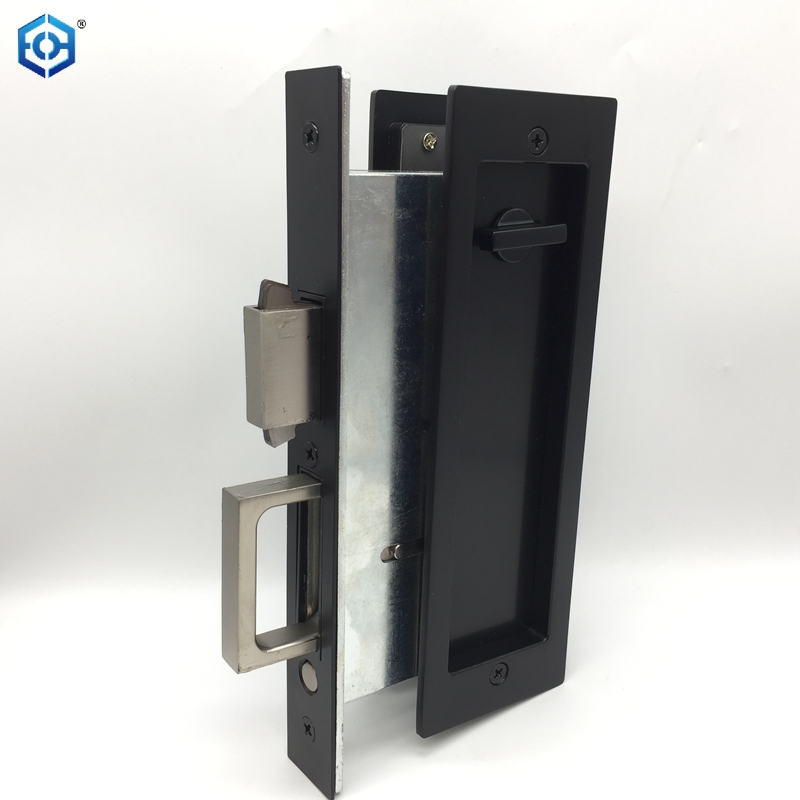 Golden Satin Nickel Black Zinc Alloy Pocket Door Lock Set with Indicator for Bathroom Door