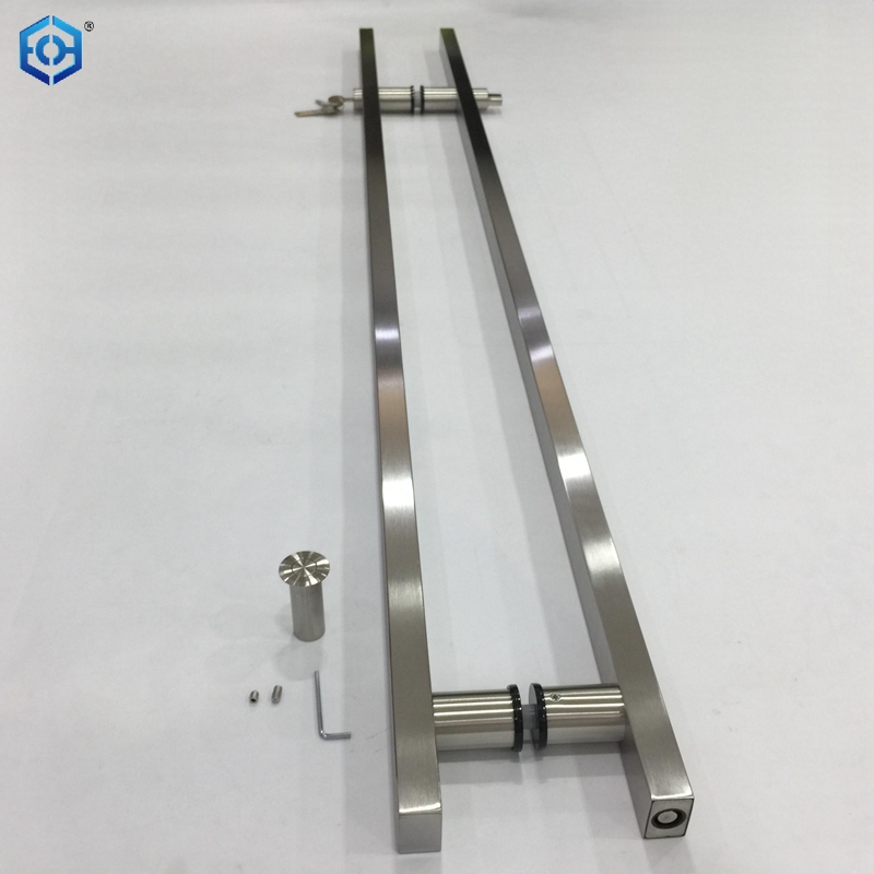 Silver Stainless Steel Square Tube Locking Ladder Pulls for Glass Doors