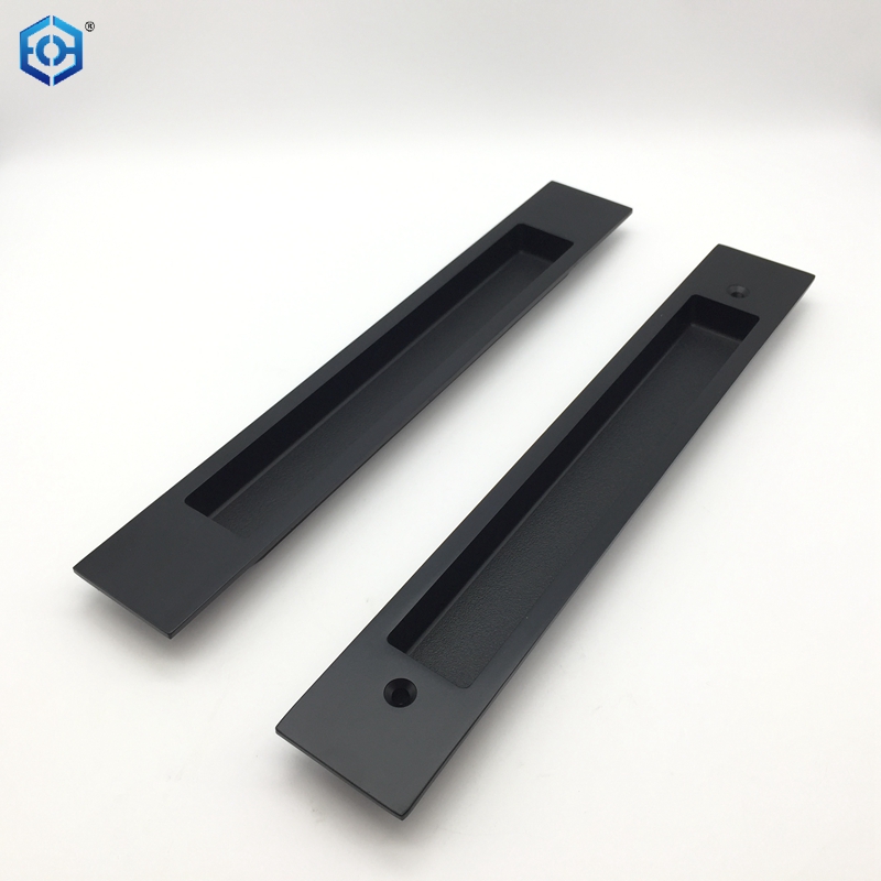 Black Zinc Alloy Long Sliding Concealed Door Flush Pull Handle