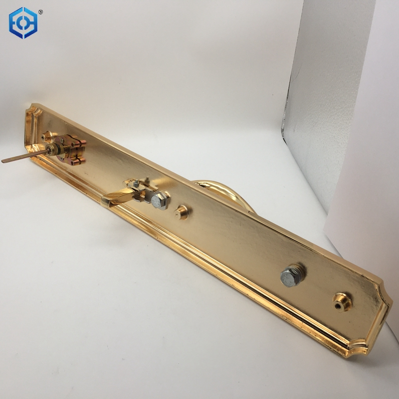 Solid Brass Entry Door Handle Set with Door Lever in Brushed Brass Finish for 5-1/2