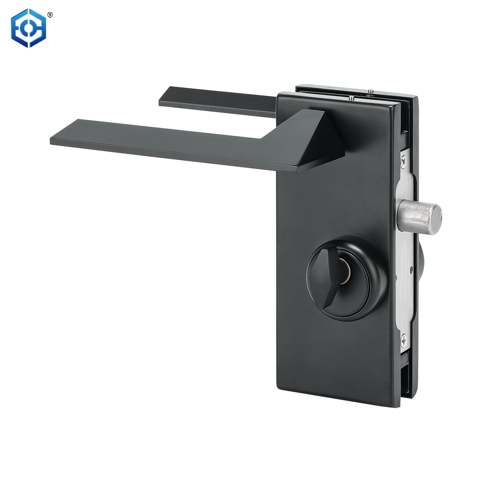 Stainless Steel Frameless Glass Door Lock with Handle And Keys Commercial Office Glass Partition Lever Patch Lock