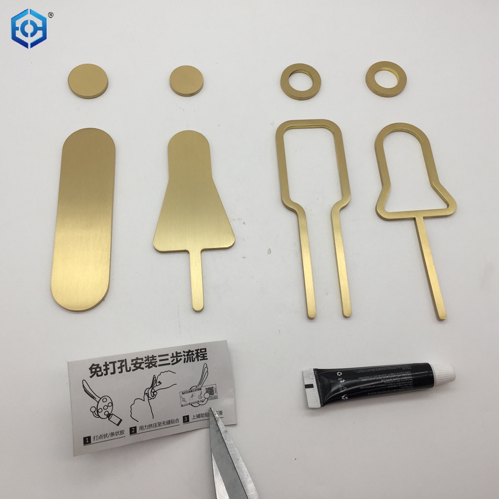 Brass Toilet Line Sign Plate Modern Matt Metal Washroom Sign Restroom Toilet
