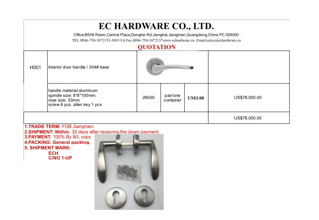 New Design Stainless Steel 304 Hollow SSS Door Handle