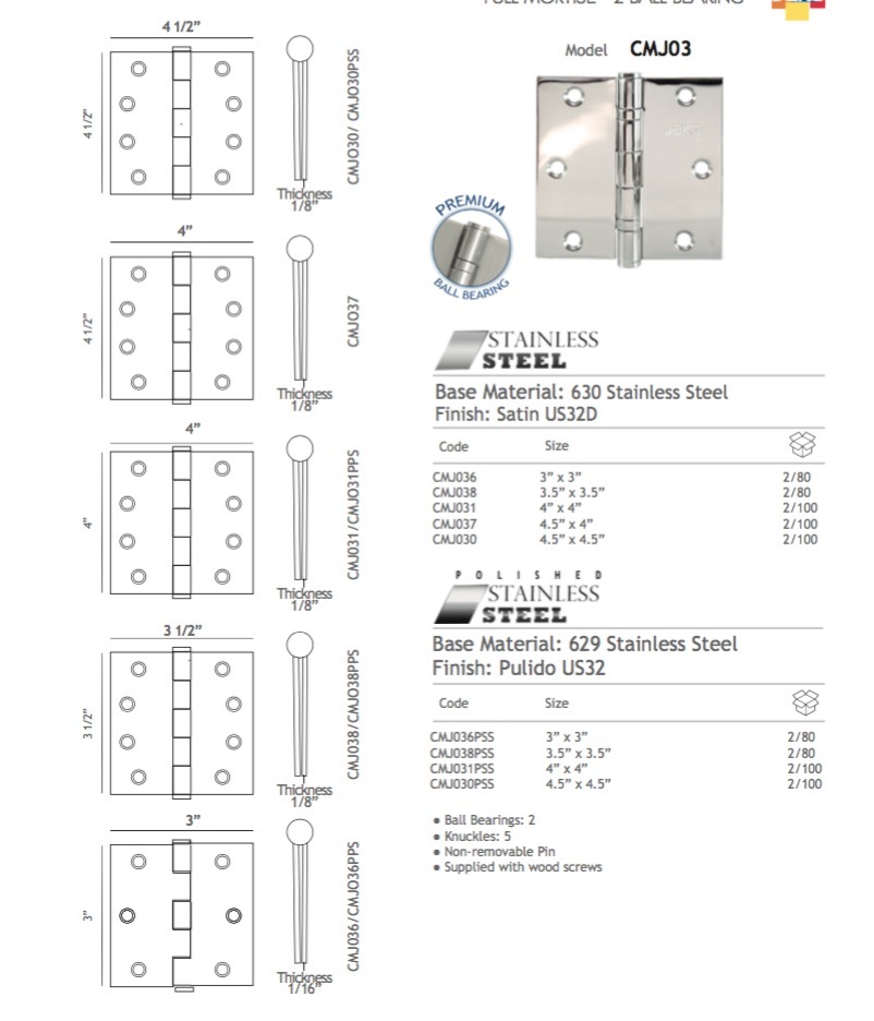 Ec Hardware Stainless Steel Heavy Duty Door Hinge