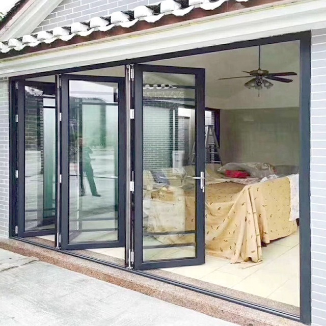 Waterproof balcony double frame glass aluminum alloy folding door