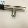 Stainless Steel And Leather Entry Front Glass Door Pull Handle For Glass Door